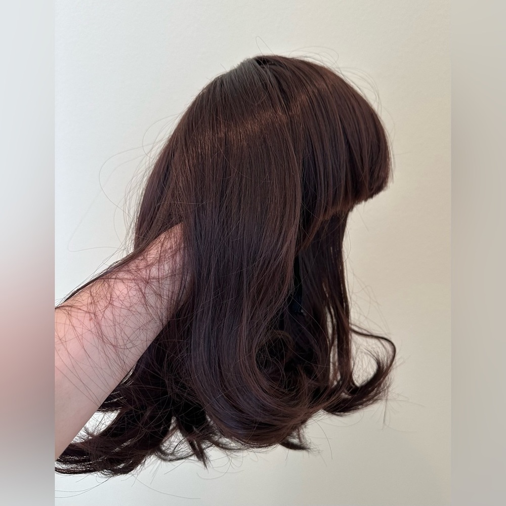 Short Brunette Wig with Bangs